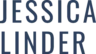 A logo comprised of the name Jessica Linder that is capitalized in a navy blue color.